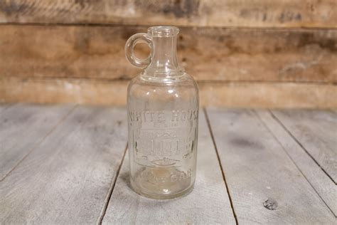 Vintage White House Vinegar Embossed Glass Jug Bottle Clear Bottle Kitchen Decor Collectable Glass