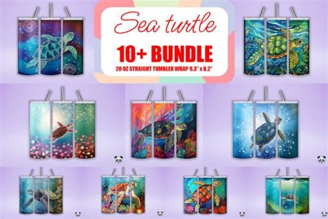 Sea Turtle Skinny Tumbler Wrap Bundle Graphic By Pandastic Creative