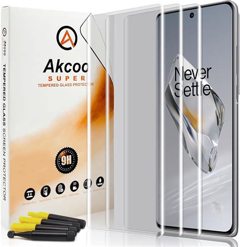 Akcoo Schermbeschermer Voor OnePlus 12 Gehard Glas UV Set 3 Stuks