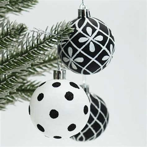 Black And White Christmas Ornaments Balls24 Shatterproof Plastic