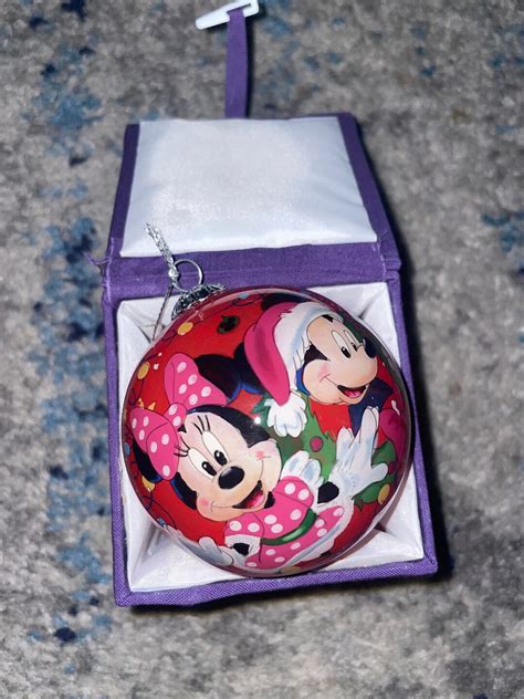 Handpainted Mickey And Minnie Mouse Christmas Setting Bauble Etsy