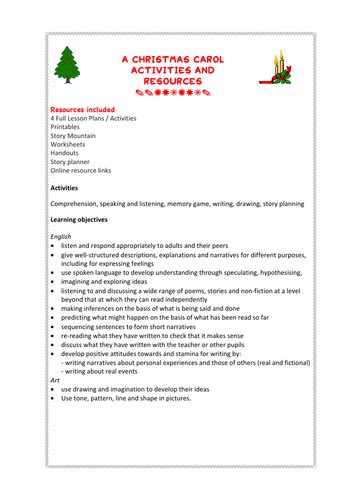 A Christmas Carol Activities Learning Plans Printables And More