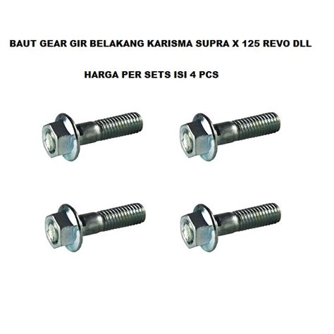 Jual BAUT GEAR GIR BELAKANG SUPRA X 125 KARISMA FIT NEW REVO ISI 4 PCS