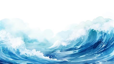 Premium Photo | Watercolor art Japanese blue waves Japanese blue ocean ...