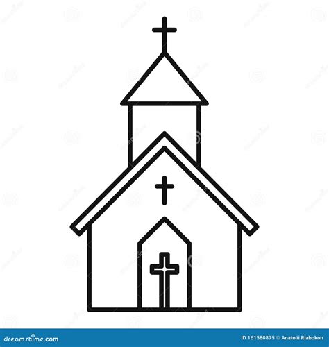 Church Building Icon Outline Style Stock Vector Illustration Of