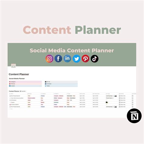 Social Media Content Planner Notion Social Media Content Planner