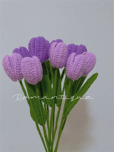 Pretty Crochet Purple Tulip Flower Available Now