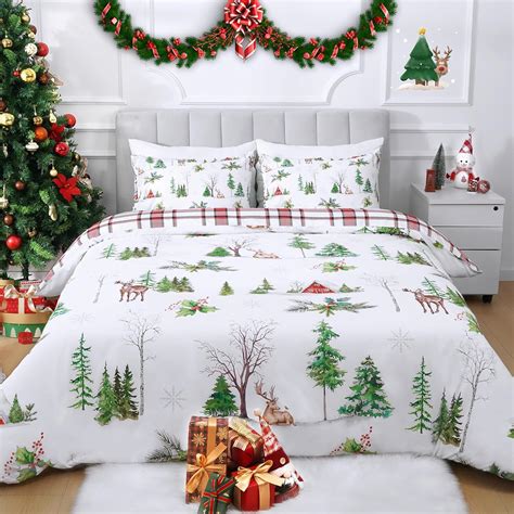 Amazon FRAMICS 3 Pcs Christmas Duvet Cover Queen Set Soft