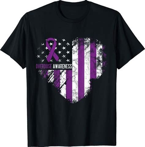 Overdose Awareness Purple Ribbon Drug Addiction T Shirt