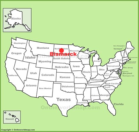Bismarck location on the U.S. Map - Ontheworldmap.com
