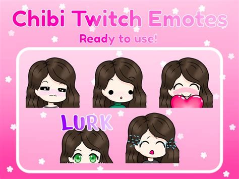 Twitch Discord Emotes Chibi Brunette Emotes Brown Hair And Etsy