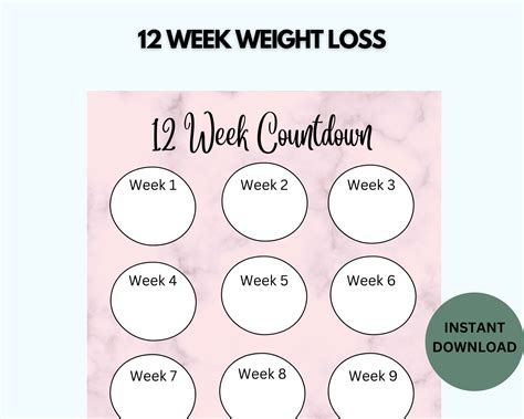 Printable Weight Loss Tracker Chart 12 Week Countdown Etsy