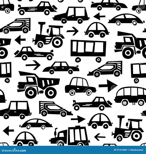 Seamless Car Pattern Stock Vector Illustration Of Traffic 91414681