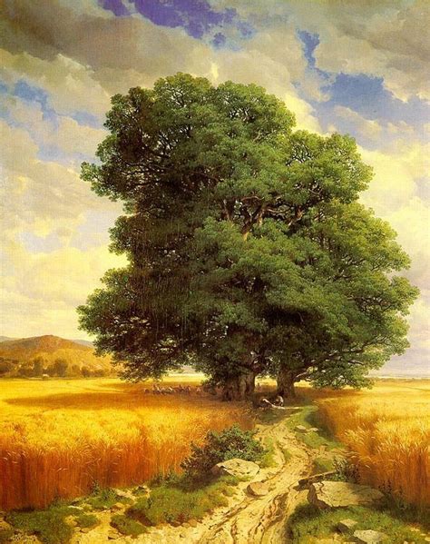 Alexandre Calame Paintings Landscape With Oak Trees Landscapepaintings Progettazione Di