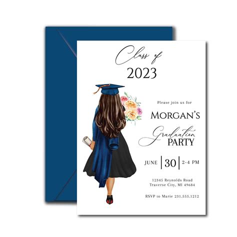 Girl Graduation Invitation Modern Graduation Invitation Template