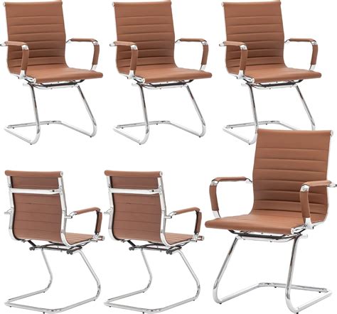 Guyou Office Reception Guest Chairs Set Of 6 Mid Back Pu