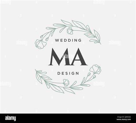 Ma Initials Letter Wedding Monogram Logos Collection Hand Drawn Modern Minimalistic And Floral