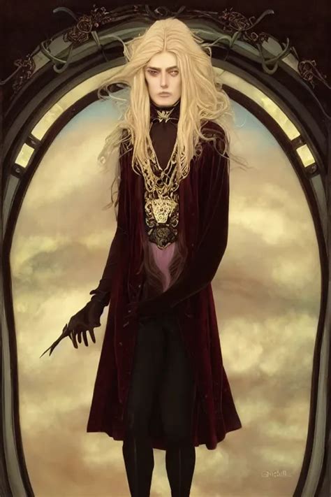 A Beautiful Androgynous Man Long Thick Blonde Hair Stable Diffusion
