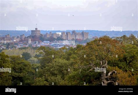 Windsor Castle Appears Above Autumn Coloured Trees Stock Photo Alamy