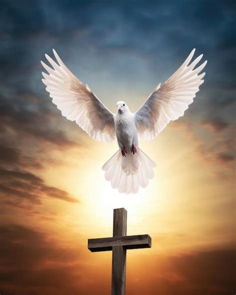 Premium Ai Image The Sky Illuminated By The Holy Cross White Doves