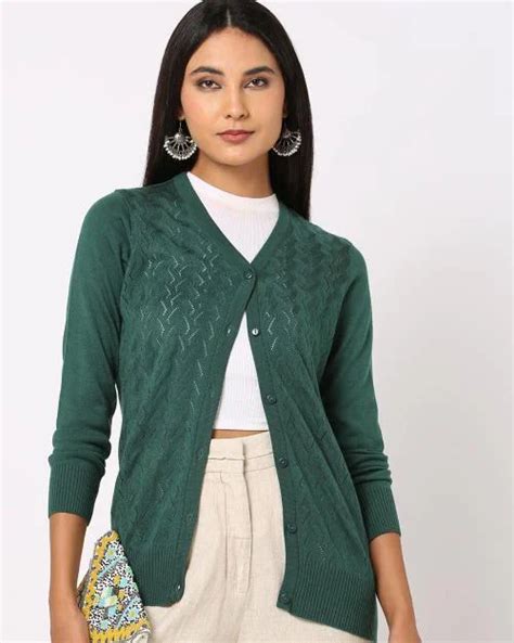 Buy Eyelet Knit Button Down Cardigan Online At Best Prices In India