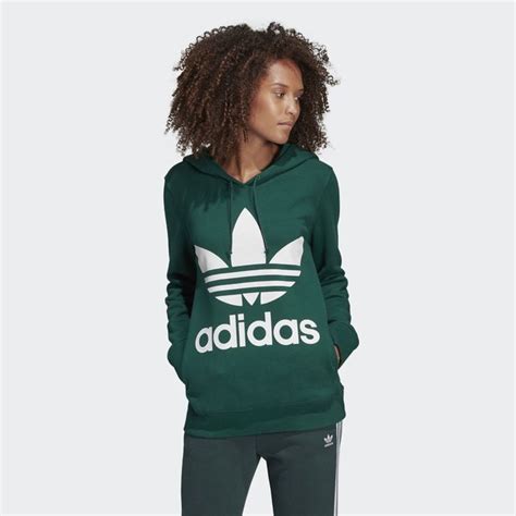 Sweat Shirt à Capuche Trefoil Vert Adidas Originals La Redoute