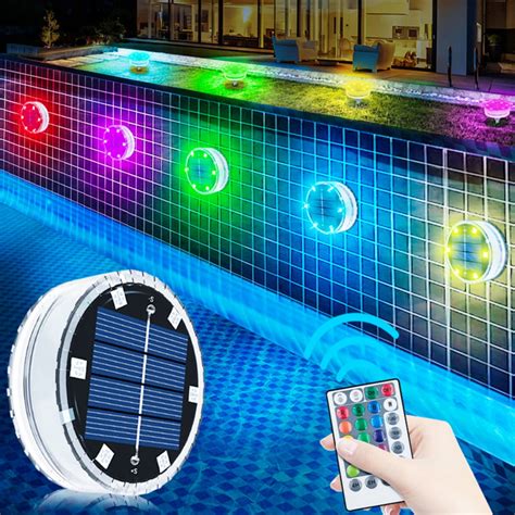 Lwithszg Solar Submersible Pool Lights Ip Waterproof Rgb Color