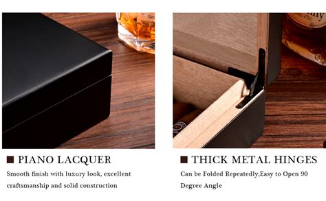 CIGARLOONG Cigar Humidor Travel Cedar Wood Black Desktop Box With