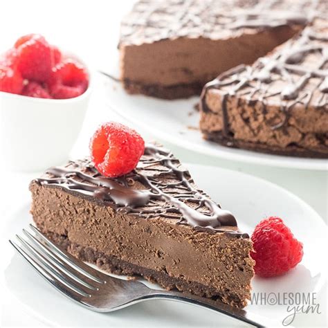 Keto Low Carb No Bake Chocolate Cheesecake Recipe (VIDEO) | Wholesome Yum