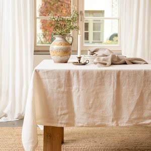 Linen Tablecloth Washed Soft Linen Table Cloth Gray White Natural