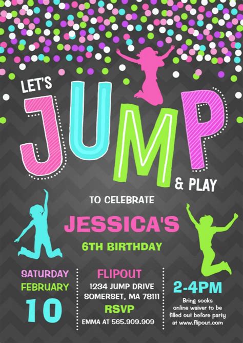 Jump Birthday Invitation Jump Trampoline Party | Zazzle | Trampoline birthday invitations ...