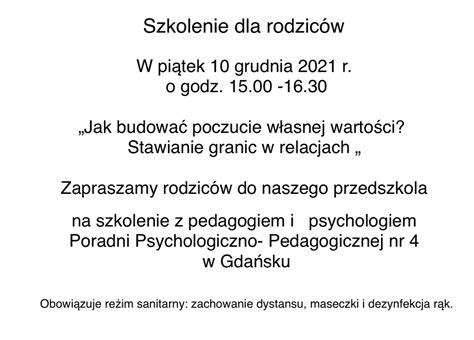 Szkolenie Dla Rodzic W Przedszkole Nr