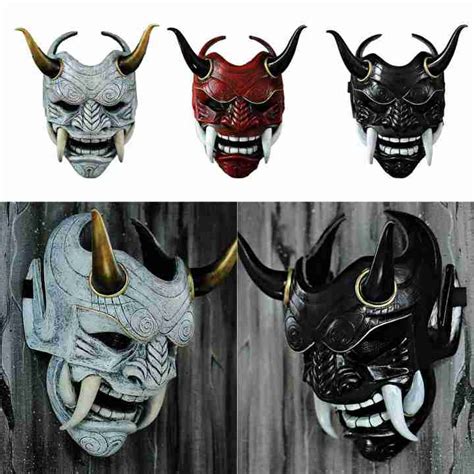 Japanese Hannya Demon Mask Ghost Oni Samurai Noh Kabuki Red Prajna