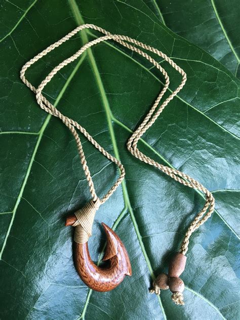 Genuine Koa Wood Hawaiian Jewelry Fish Hook Maori Pendant Etsy