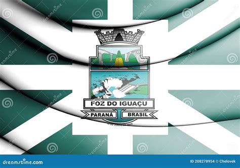 3d Bandeira De Foz Do Iguacu Parana Brasil Ilustração Stock