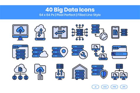 Big Data Icons Filled Line Graphic By Kmgdesignid Creative Fabrica