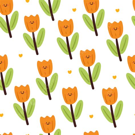 Cute Yellow Tulip Flower Seamless Pattern Vector Seamless Pattern