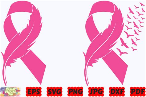 Feather Pink Ribbon Svg Cancer Ribbon Graphic By