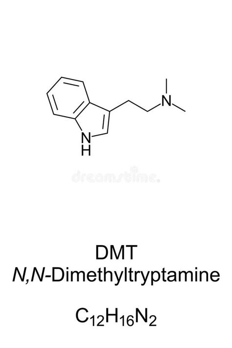 Estructura Y Fórmula Esquelética De Dmt Dimetiltriptamina Ilustración