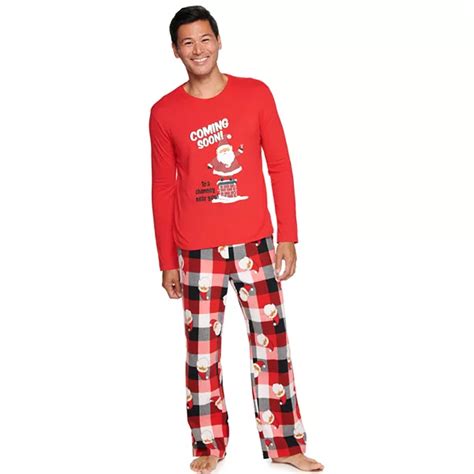 Mens Jammies For Your Families® Santa Coming Soon Microfleece Plaid