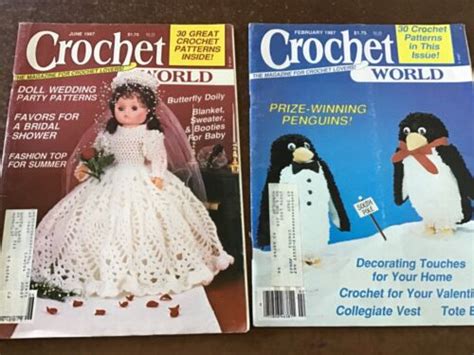 Crochet World Magazine ~ Patterns 1987~ Feb June ~ Sweaters Pillow Afghan Doll Ebay