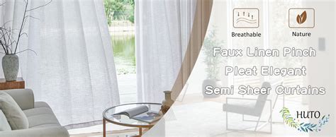 Amazon HUTO White Pinch Pleated Sheer Curtains 96 Inches Long For