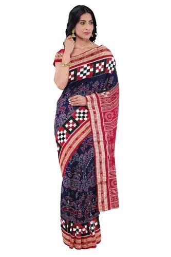 Pasapali Boarder Design Sambalpuri Cotton Saree With Blouse Piece