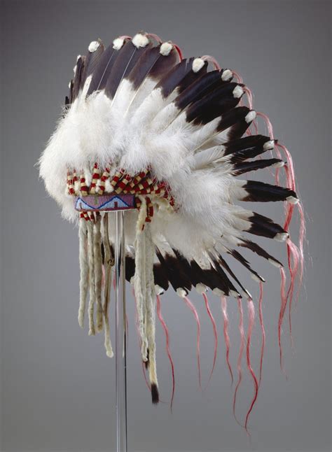 Crow Feather Headdress Ca 1890 Leather Eagle Feathers Ermine Skins