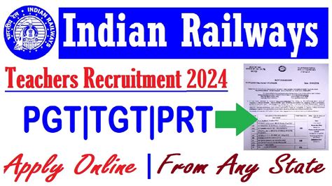 APPLY ONLINE FOR INDIAN RAILWAYS NEW PGT TGT PRT TEACHERS