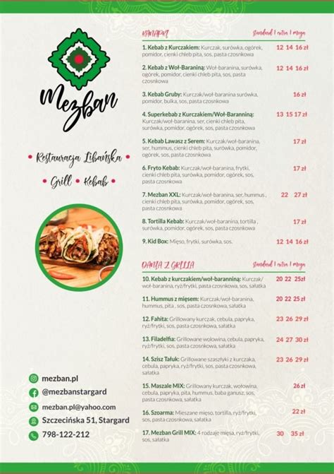 Menu Stargard Mezban