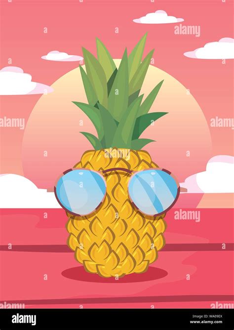 Pineapple Sunglasses Summer Time Vacations Vector Illustration Stock Vector Image And Art Alamy