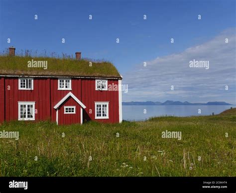 Wooden House With Sod Roof In Northern Norway Stock Photo Alamy