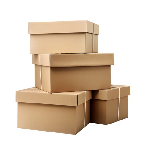 Cardboard Parcel Delivery Boxes Isolated On Transparent Background