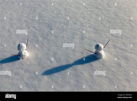 Zwei Kleine Schneem Nner In Der Wintersaison Der Schneemann Besteht